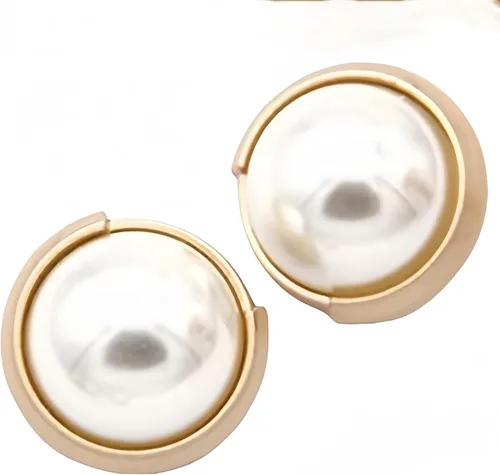 Vista 6 de 5 piezas de botones de oro con perlas de metal para mujer, botones para abrigo de suéter, decoración para ropa, accesorios de costura y manualidades
