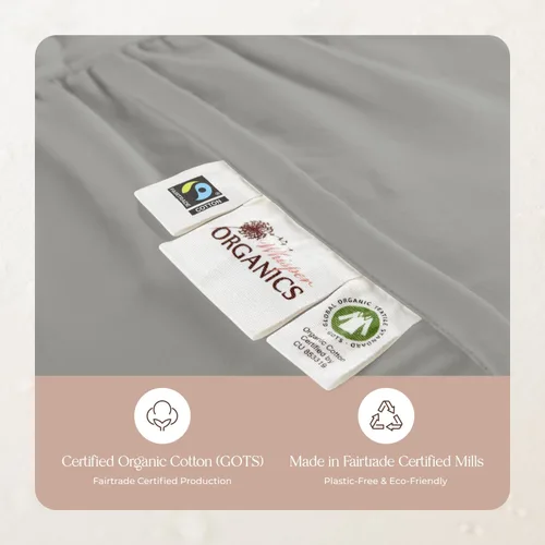 Vista 7 de Whisper Organics Protector de colchón acolchado 100% algodón orgánico Gris