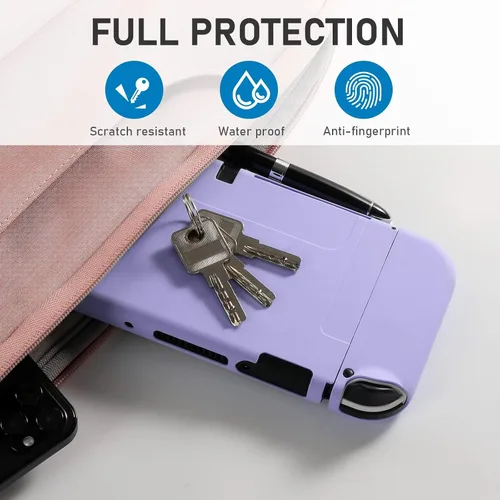 Vista 4 de Funda acoplable para Nintendo Switch OLED modelo 2021, funda protectora de TPU suave para consola Switch OLED con 2 piezas de agarre para pulgar