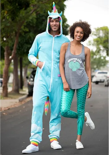 Vista 9 de Tipsy Elves Mono de disfraz - Disfraz de unicornio con capucha para hombre con cola de arcoíris