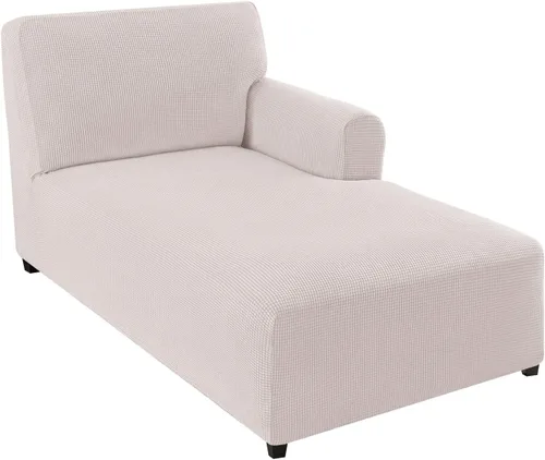 Vista 27 de FantasDecor Funda Elástica para Chaise Lounge Funda de Silla con Patrón de Celosía con Reposabrazos para Sala de Estar Dormitorio Doble Brazo Tela