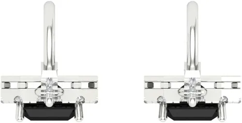 Vista 4 de Clara Pucci 3.67 ct esmeralda brillante corte redondo halo solitario VVS1 impecable ónix negro natural par de aretes colgantes de palanca