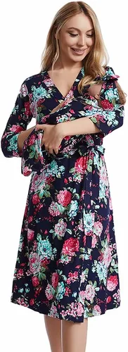 Vista 15 de Galabloomer Bata de maternidad y manta de recepción de bebé, conjunto de bata y manta a juego para el parto de mamá