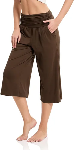 Vista 3 de JZC Women's Pajama Bottoms High Waisted Capri Pants Wide Leg Yoga Pants with Pockets Palazzo Pants for Women