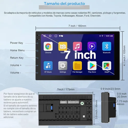 Vista 2 de Estéreo de coche Haudio, doble din, con pantalla táctil HD de 7 pulgadas CarPlay y Android Auto Cámara de respaldo Navegación GPS por