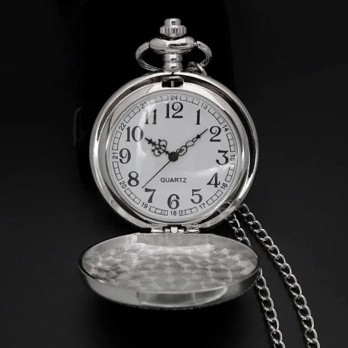 Vista 7 de VIGOROSO Relojes de bolsillo de plata Steampunk con pintura esmaltada de pájaro de peonía de cuarzo en caja