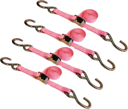 Vista 11 de Mega Cargo Control - Hebilla de leva resistente de 1" x 6' con ganchos S recubiertos de negro - WLL 400 lbs. Paquete de 4