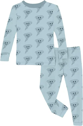 Vista 55 de KicKee Pants Conjunto de pijama de manga larga con estampado de piezas