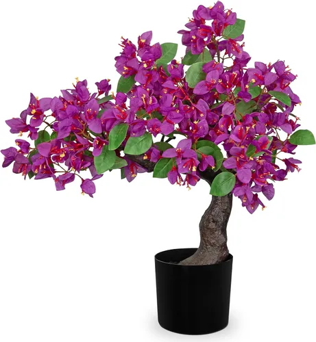 Vista 9 de Briful Planta artificial de buganvilla de 20.8 pulgadas, árbol bonsái de buganvilla con maceta negra, centro de mesa floral de buganvillas de seda