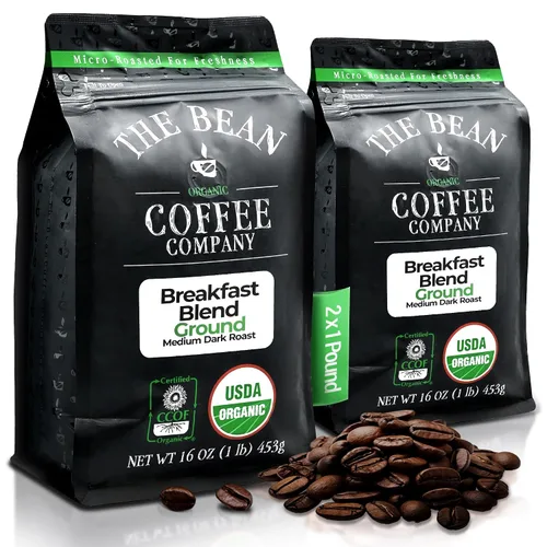 Vista 11 de The Bean Organic Coffee Company Aloha Bean (avellana hawaiana), tostado medio, café en grano entero, bolsas de 16 onzas (paquete de 2)