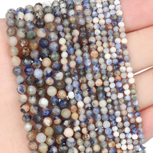 Vista 59 de 180 piezas 2mm Cuentas de piedras preciosas de turquesa africana natural facetada redonda suelta para hacer joyas