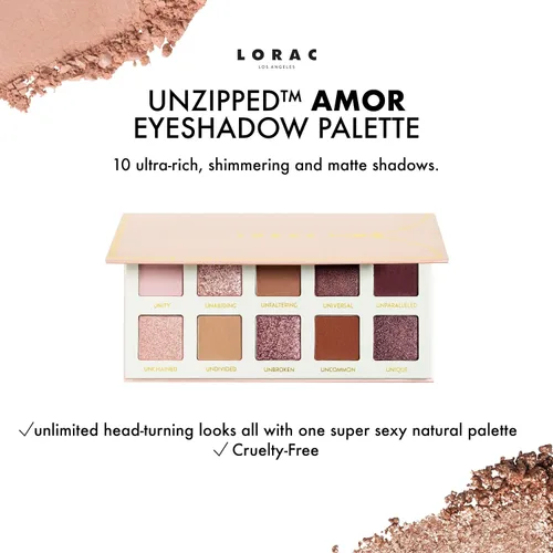 Vista 3 de LORAC Paleta de sombras de ojos sin cremallera, acabado mate y purpurina