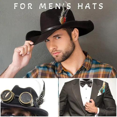 Vista 6 de Kenning 39 plumas de sombrero surtidas para sombreros coloridos reales para manualidades, decoración de boda, hombres y mujeres, aprox. 3.1-4.3 in