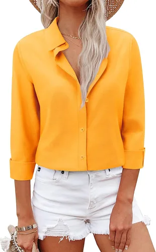 Vista 8 de Camisas con botones para mujer, camisas de vestir, trajes casuales de negocios, blusa ajustada con cuello, entrevista de trabajo, atuendo de oficina
