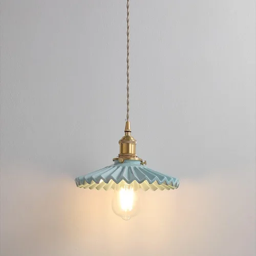 Vista 12 de Lámpara colgante de cerámica negra para isla de cocina, pantalla festoneada de cerámica, estilo granja, vintage, luces colgantes de techo