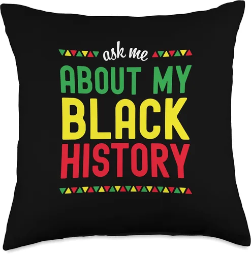 Vista 4 de Black History Month African Pride Apparel Ask Me About My Black History Afro African Throw Pillow, 16 x 16 pulgadas, multicolor