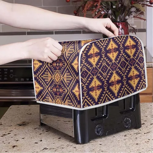 Vista 2 de Howilath Funda para tostadora de 2 rebanadas para cocina, con estampado azteca del suroeste, cubierta antipolvo, lavable e impermeable para cocina
