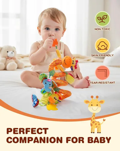Vista 6 de Juguetes Jollybaby para cuna, cochecito y asiento de auto para bebé de 0-3-6-9-12 meses, juguetes sensoriales colgantes para tiempo boca abajo