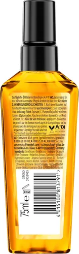 Vista 2 de Gliss Kur Aceite para el cabello Daily Oil Elixir (2.5 fl oz), aceite para cabello seco nutre y refina el cabello sin residuos grasos, contiene