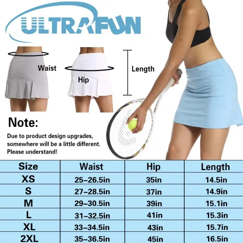Vista 2 de Ultrafun Falda deportiva plisada para mujer con bolsillos y pantalones cortos