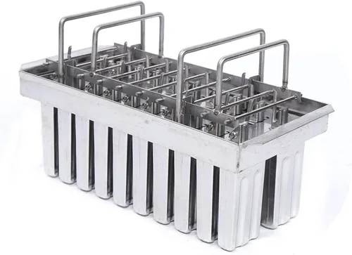 Vista 10 de Kit de moldes para paletas de hielo de acero inoxidable, soporte para palitos de helado de paletas de hielo + cepillo de limpieza