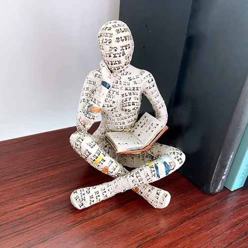 Vista 7 de Figura de lectura para mujer, estatua de pensador, escultura estética, estantería, decoración de habitación, figuras de lectura modernas abstractas