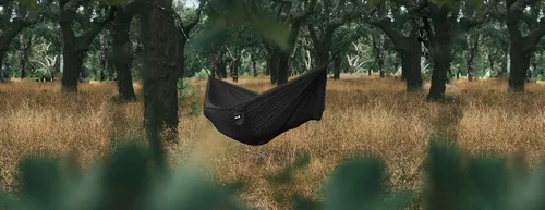 Vista 3 de Hurley Hamaca de camping Duo – Hamaca portátil para 2 personas para camping, hamaca resistente, tela de nailon de paracaídas – Accesorios de camping