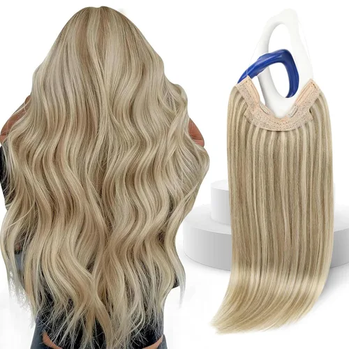 Vista 11 de Sunny - Extensiones de cabello humano real, con cable/hilo y clips ajustables, aplicación invisible, 2.82 onzas, 12 pulgadas, color rubio cenizo