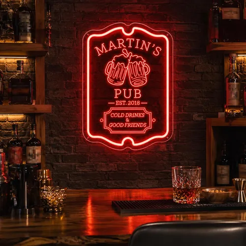 Vista 8 de Letrero de barra de neón personalizado para bar en casa, hecho a mano, regulables, personalizables, barras de neón 3D, letrero de luz de cerveza