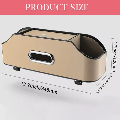 Vista 3 de Caja de almacenamiento multifuncional para vehículos, organizador de asiento trasero de automóvil con 2 portavasos para bebidas, soporte