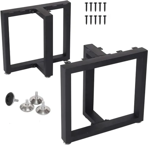 Vista 13 de Patas rectangulares industriales de metal de 16 pulgadas de altura, patas de banco de metal para mesa, diseño moderno de mediados de siglo, juego