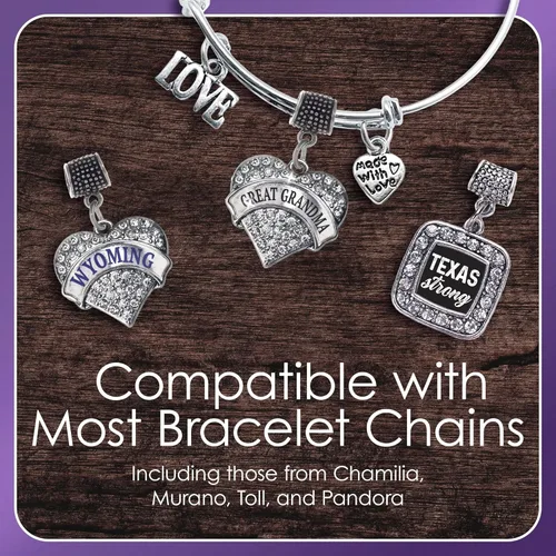 Vista 4 de Inspired Silver - Dije de corazón de plata pavimenta para pulsera con joyas de circonita cúbica
