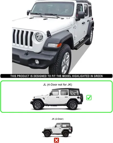 Vista 2 de APS iBoard - Estribos para Jeep Wrangler JL, tamaño mediano, 4 pulgadas, Aluminio negro