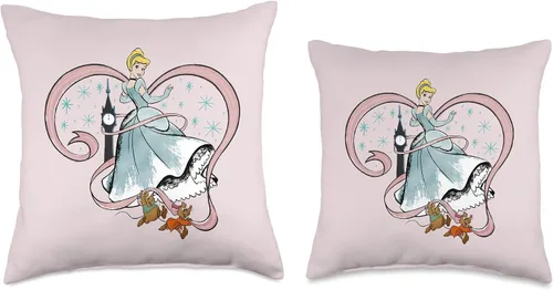 Vista 3 de Disney Almohada rosa con diseño de corazón de Cenicienta Princesa