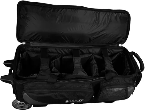 Vista 8 de Rodillo de Bolos para 3 Bolas + 1 Bolsa Adicional para 1 Bola de Color a Juego Azul-negro