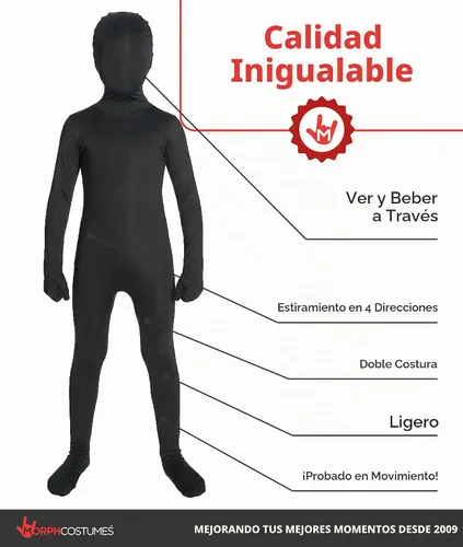Vista 2 de Morphsuits, Rojo Niños, Disfraz de Halloween para niños Negro