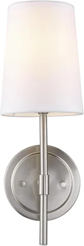 Vista 8 de GLOBE Electric 51858 Clarissa - Aplique de pared de 1 luz, níquel cepillado, pantalla de tela blanca, bombilla no incluida (paquete de 4)
