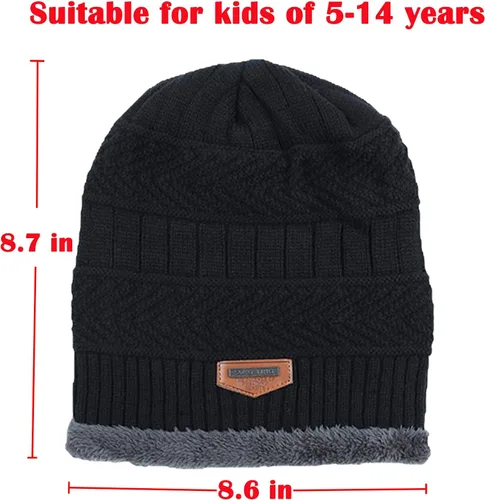 Vista 5 de T WILKER Juego de 2 gorros de punto de invierno para niños y niñas de 5 a 14 años
