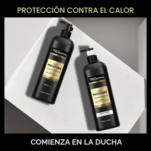 Vista 3 de TRESemmé Champú y acondicionador Rich Moisture para cabello seco formulado con vitamina E y biotina de 28 onzas y laca para el cabello Tresemme