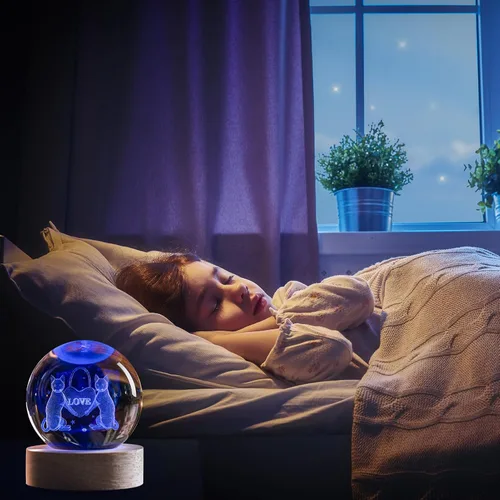 Vista 2 de Luz romántica de regalo de cristal para gatos, luz nocturna 3D para parejas, Love-Cat
