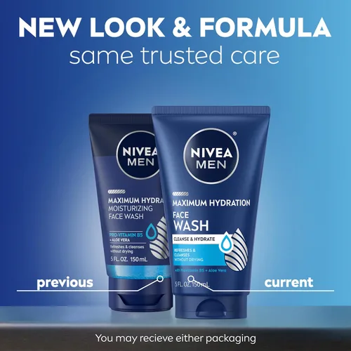 Vista 2 de NIVEA MEN Lavado Facial Hidratante Máximo con Aloe Vera, Tubo de 5 fl oz Jabón facial hidratante para hombres, provitamina B5 y aloe vera