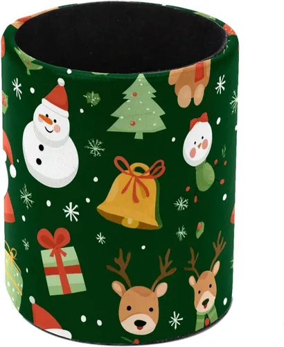Vista 24 de Taza de PVC para escritorio, bastones de caramelo de Papá Noel rojo para organizador de bolígrafos de escritorio, soporte para brochas de maquillaje