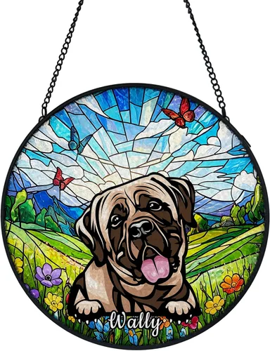Vista 7 de Dog Stained Glass Window Hanging, Ocean Sea Outdoor Suncatcher