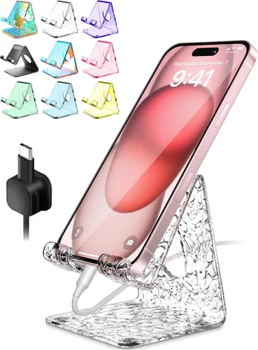 Vista 11 de Soporte acrílico para teléfono celular, soporte para teléfono Transparente