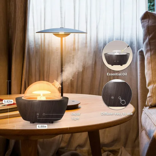 Vista 4 de Difusores de Aceite Esencial de Vidrio, Difusor de Aromaterapia de 280 ml para Aceites Esenciales de Habitación Grande, Humidificador de Niebla Fría