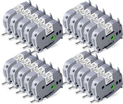 Vista 14 de Weemay Paquete de 4 cintas TZe-221 TZe221 compatibles con Brother TZ 0.354 in 0.35 cinta blanca laminada TZe TZ TZ221 TZ-221 3/8 etiqueta laminada