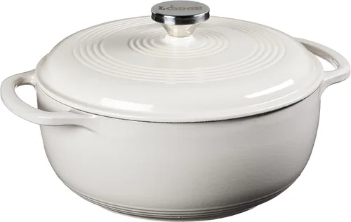 Vista 13 de Lodge Horno holandés de hierro fundido esmaltado de 4.5 cuartos de galón con tapa, asas dobles, apto para horno hasta 500° F o en la estufa, uso