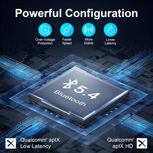 Vista 3 de Transmisor Receptor Bluetooth 5.4 Premium Pro, adaptador de audio de avión, transmisor inalámbrico para TV/vuelo de viaje, aerolínea, gimnasio. Negro