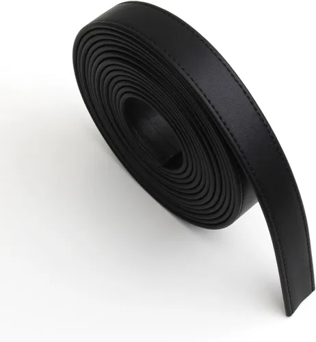 Vista 12 de lalatia Correas de cuero sintético cosidas para manualidades, tiras de cuero con costuras de 1/2 pulgada de ancho, 2 yardas de largo, color negro