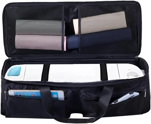 Vista 4 de Bolsa de transporte compatible con Cricut Explore Air y Maker, bolsa impermeable compatible con Cricut Explore Air y suministros (negro, 1 bolsa)